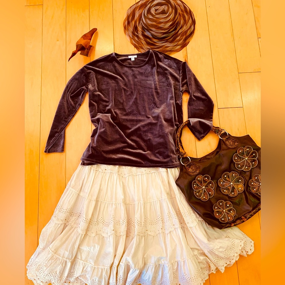 J. Jill Chocolate Brown Velvet Top XS
